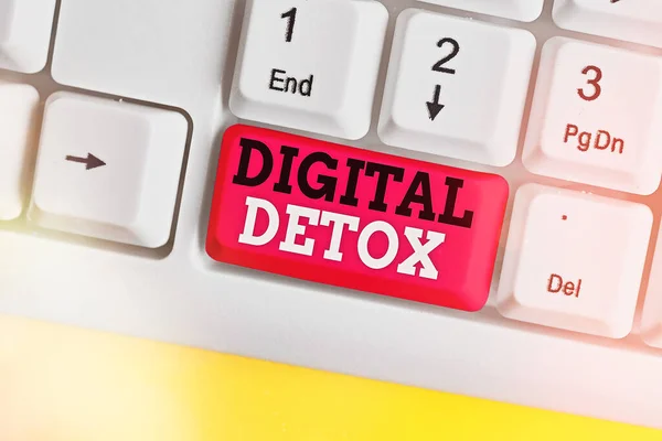 Digitális detoxikálásra utaló szöveg. Fogalmi fotó Az elektronikus és digitális eszközök használatának tilalma. — Stock Fotó