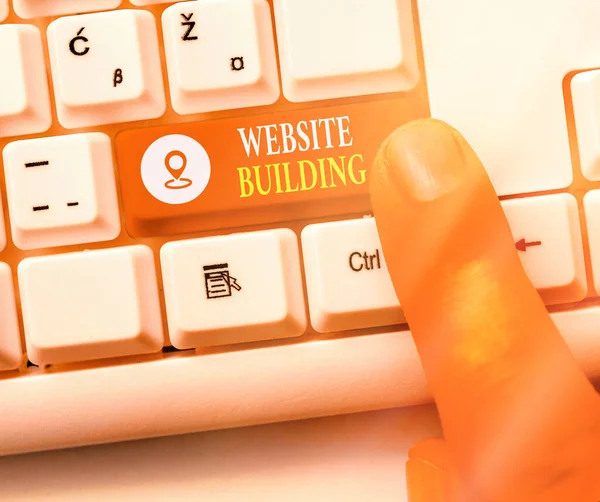 Writing note showing Website Building. Business photo showcasing site is constructed according to the clients needs. — Stock Photo, Image