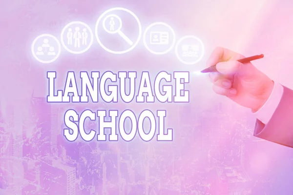 Konzeptionelle Handschrift, die die Sprachschule zeigt. Business Foto Text Bildungseinrichtung mit Schwerpunkt Fremdsprachen. — Stockfoto