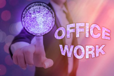 Ofis çalışmalarını gösteren kavramsal el yazısı. İş fotoğrafı metni öncelikle NASA tarafından desteklenen bu görüntünün ofis ortamında olan bir çalışma..