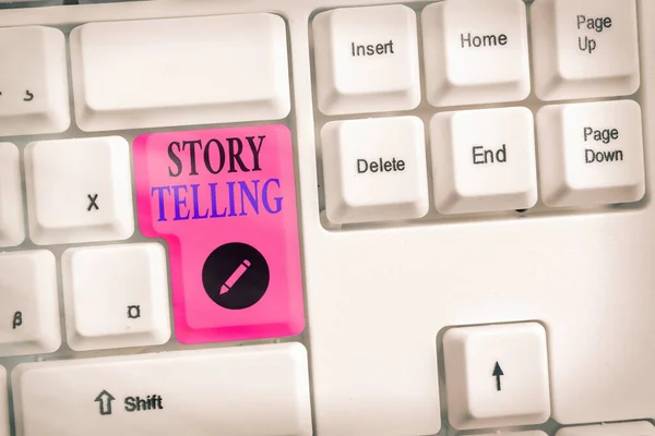 Parola di scrittura del testo Story Telling. Business concept per lo stile narrativo di proferire sequenza di eventi in ordine . — Foto Stock