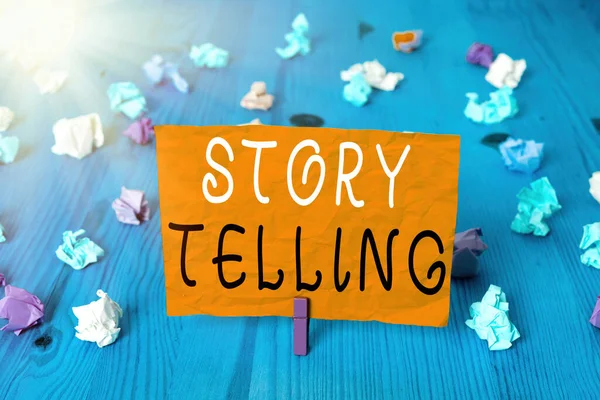 Konceptuell handstil som visar Story Telling. Affärsfoto visa upp berättande stil yttrande sekvens av händelser i ordning. — Stockfoto