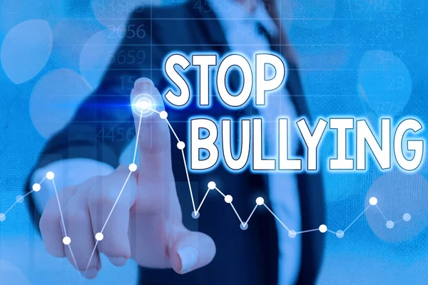 Escrita conceitual mostrando Stop Bullying. Foto de negócios mostrando sua campanha contra a violência contra as vítimas . — Fotografia de Stock