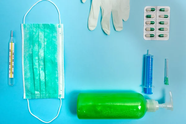 Equipamento médico primário da precaução para a barreira protetora que impede a infecção futura. Protecção da Saúde e Conceito Eficaz de Imunização — Fotografia de Stock