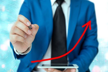 Arrowhead Curve Illustration Face Upward Rising Acoting Access Achievement Development Dijital Ok Çizelgesi Büyümeyi Sembolize Ediyor