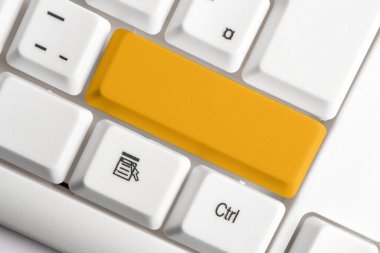 Boş kopya alanı arkaplan kopyalama alanının üzerinde düzenlenmiş olan yeniden renklendirilmiş PC model klavye. Not ve klavyeli iş konsepti. Tanıtım içeriği için boş model alanı