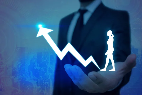 Illustration Line With Arrow Arrowhead Progressing Moving Upward Denoting Certain Points Showing Significance. Symbol Digital Chart Going Up Representing Success Profit Revenue. — Stock Photo, Image