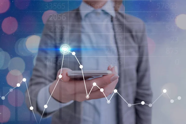 Illustrazione Linea Con Freccia Freccia Progressing Spostarsi verso l'alto Denotando alcuni punti che mostrano significatività. Simbolo Grafico digitale Salendo Rappresentando il successo Profitto Ricavi. — Foto Stock