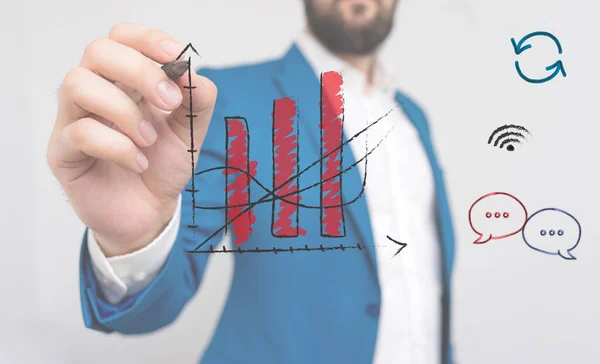 Kostenlose Skizze, die Bilder der Informationscomputerisierung mit infografischen Elementen zeigt. Digitale Technologie, Social Media Network, Kommunikation, Wirtschaft, Finanzkonzept — Stockfoto