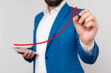 Arrowhead Curve Illustration Face Upward Rising Acoting Access Achievement Development Dijital Ok Çizelgesi Büyümeyi Sembolize Ediyor