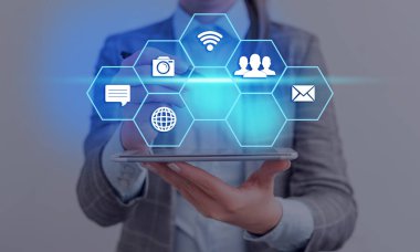 Web Arama Veri Bilgileri Fütüristik Teknoloji Bilgi Düz Element Simgesi. En Son Dijital Bilgisayarlaştırma Ağı Bağlantı İletişim İş Finansal Kavramı.