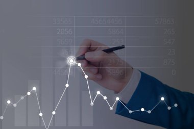 Erkek Akıllı Telefon Yükselen Eğilimler Performans Çubuğu Grafik Geliri Artırıyor. Yükselen Artan Hareket, Yükselen Finansal Hisse Çizelgesi Durum Raporu Gösteriliyor.