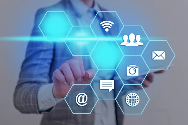 Web Zoeken Data Informatie Futuristische Technologie Infographic Element Flat Icon. Laatste Digital Computerization Network Connection Communicatie Business Financial Concept. — Stockfoto