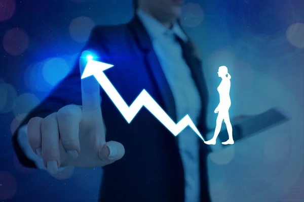 Illustration Line With Arrow Arrowhead Progressing Moving Upward Denoting Certain Points Showing Significance. Symbol Digital Chart Going Up Representing Success Profit Revenue. — Stock Photo, Image