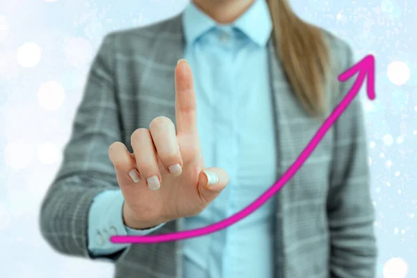 Arrowhead Curve Illustration Facing Upward Rising Denoting Success Achievement Improvement Development. Digital Arrow Chart Symbolizes Growth — Stock Photo, Image