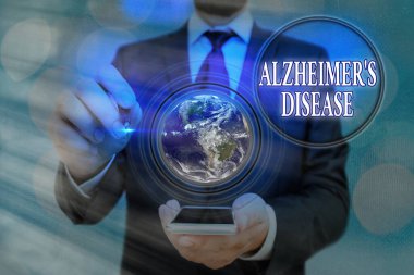 Kelime yazma Alzheimer Hastalığı. NASA 'nın sağladığı bu görüntünün hafıza elementlerini yavaş yavaş yok eden geri dönülmez beyin bozukluğu konsepti..