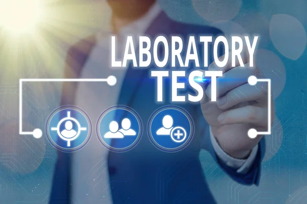 Word writing text Laboratory Test. Business concept for Determination of a medical diagnosis from the substances tested Information digital technology network connection infographic elements icon. — Stock Photo, Image