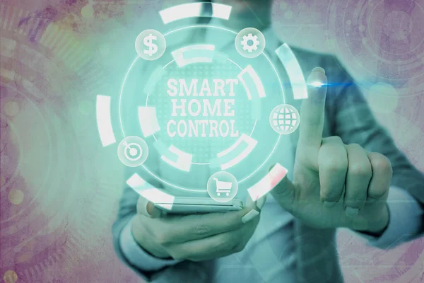 Textverarbeitung Smart Home Control. Geschäftskonzept für Internet der Dinge Technologie des Automatisierungssystems. — Stockfoto