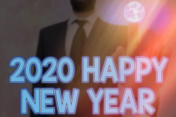 Χειρόγραφο κείμενο γράφοντας 2020 Καλή Χρονιά. Έννοια που σημαίνει εορτασμός της αρχής του ημερολογιακού έτους 2020 Στοιχεία αυτής της εικόνας που παρέχεται από τη NASA. — Φωτογραφία Αρχείου