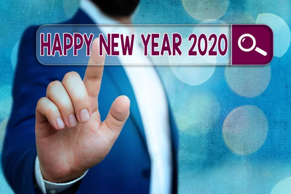 Escritura de texto a mano Feliz Año Nuevo 2020. Concepto que significa celebración del comienzo del año calendario 2020 . — Foto de Stock