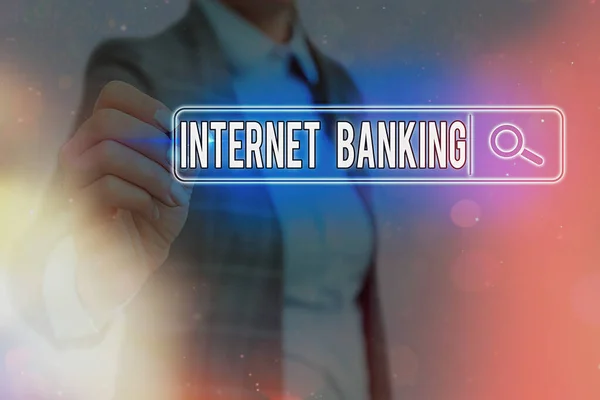 Az Internet Banking-et bemutató levél. Üzleti fotó bemutatja a beruházási módszert, amely elektronikusan történik. — Stock Fotó