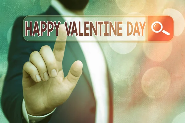 Escritura de texto a mano Feliz Día de San Valentín. Concepto que significa un día especial para que los amantes expresen su afecto a sí mismos . — Foto de Stock