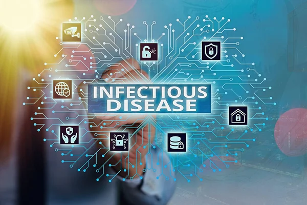 Texto de escritura de palabras Enfermedades Infecciosas. Concepto de negocio para causado por microorganismos patógenos, como virus, etc. Control del administrador del sistema, configuración de engranajes, configuración del concepto de herramientas . —  Fotos de Stock