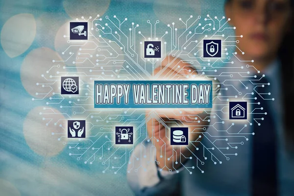 Texto de escritura de palabras Feliz Día de San Valentín. Concepto de negocio para un día especial para que los amantes expresen su afecto a sí mismos . — Foto de Stock