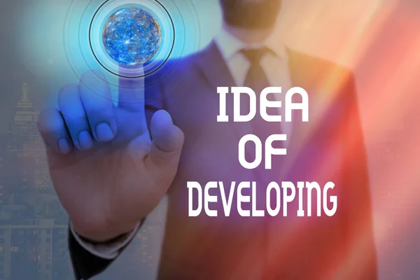 Word writing text Idea of Developing. Geschäftskonzept für Start-up-Start Innovationsprodukt, kreatives Denken Elemente dieses Bildes von der NASA geliefert. — Stockfoto