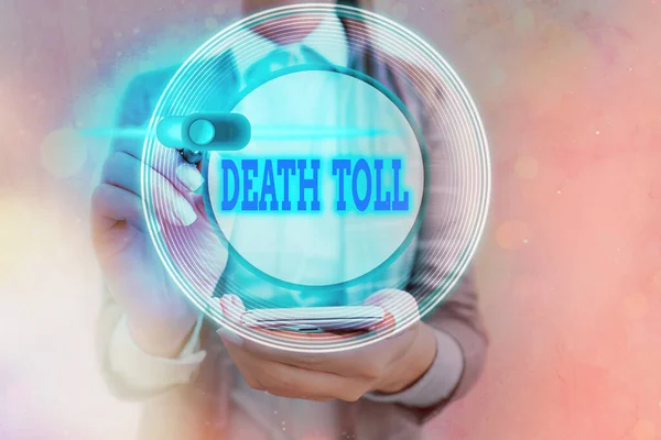 Handschrift tekst schrijven Death Toll. Concept betekent het aantal doden als gevolg van een bepaald incident Grafisch hangslot voor web data information security application system. — Stockfoto