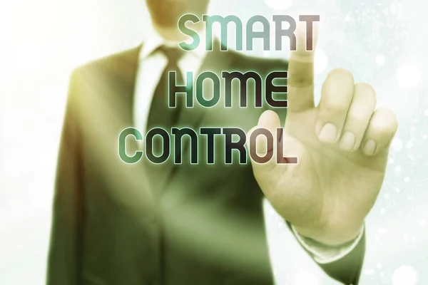 Nota de escritura que muestra Smart Home Control. Foto de negocios mostrando Internet de las cosas tecnología del sistema de automatización . —  Fotos de Stock