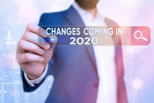 Word-skrivande text Förändringar som kommer 2020. Affärsidé för nya koncept planer och process för nästa år. — Stockfoto