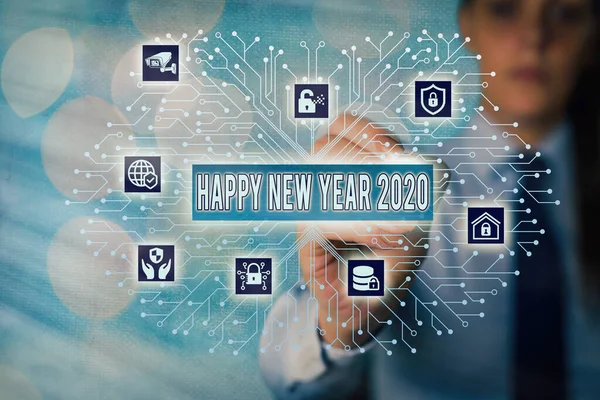 Текст написання слів З Новим 2020 роком. Бізнес-концепція святкування початку календарного року 2020 . — стокове фото