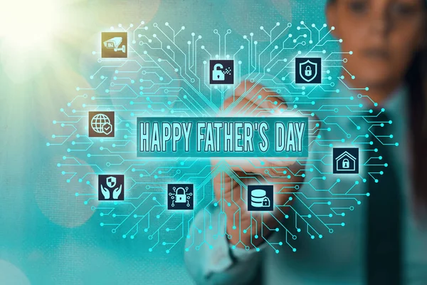 Word writing text Happy Fathers Day. Business concept for celebrated to show love for the patriarch of the family. — Stock Photo, Image