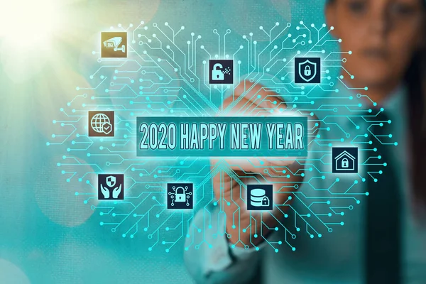 Текст написання слова 2020 року з Новим роком. Бізнес-концепція святкування початку календарного року 2020 . — стокове фото