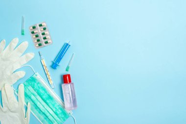 Koruyucu Bariyer Enfeksiyonunu Önlemek İçin Birincil Tıbbi Teçhizat. Sağlık Koruma ve Etkili Dokunulmazlık Konsepti