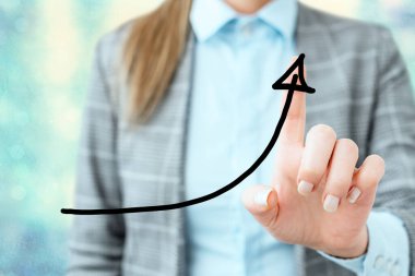 Arrowhead Curve Illustration Face Upward Rising Acoting Access Achievement Development Dijital Ok Çizelgesi Büyümeyi Sembolize Ediyor