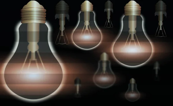 2007 년 11 월 17 일에 확인 함 . Realistic and Colored Vintage Glowing Light Bulbs Transparent Set With Included Lamps In Loft Style Illustration. Flat Graphic Design, Idea Sign, Solution, thinking Concept. — 스톡 사진