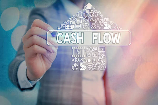 A Cash Flow-t bemutató levél. Üzleti fotó, amely bemutatja az üzletbe és üzletbe átutalt készpénz nettó összegét. — Stock Fotó