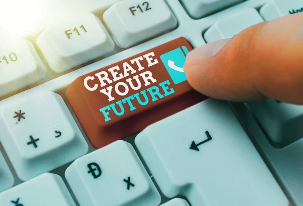 Handschrift tekst schrijven Maak je toekomst. Concept betekenis Weten wat je wilt en bereid om te doen om te bereiken. — Stockfoto