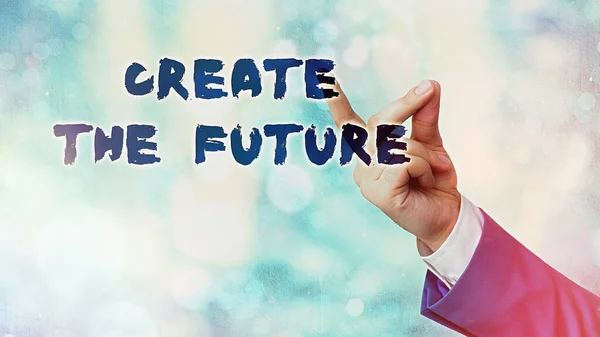 Εννοιολογική γραφή χέρι δείχνει Δημιουργήστε το Μέλλον. Business photo κείμενο κάνει μια δική του προσπάθεια τρόπο για την επίτευξη των στόχων με επιτυχία. — Φωτογραφία Αρχείου