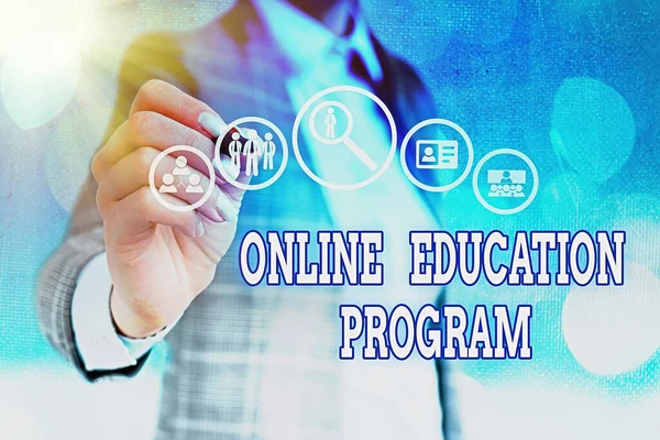 Tekst pisania słów Program Edukacji Online. Koncepcja biznesowa dla rozwoju oprogramowania i kursów programowania. — Zdjęcie stockowe