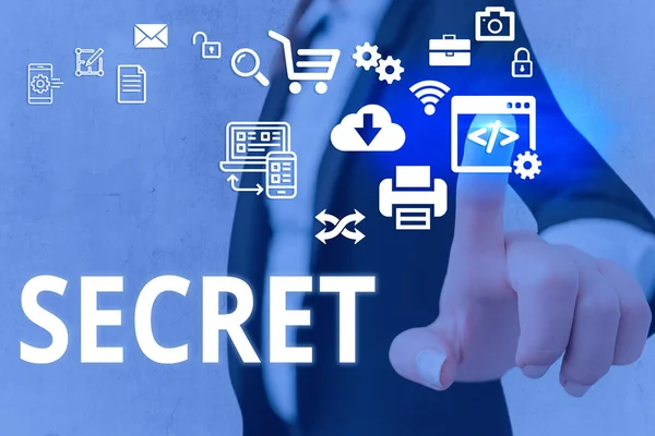 Conceptueel handschrift dat Secret toont. Business foto tekst praktijk van het verbergen van informatie voor bepaalde personen of groepen. — Stockfoto