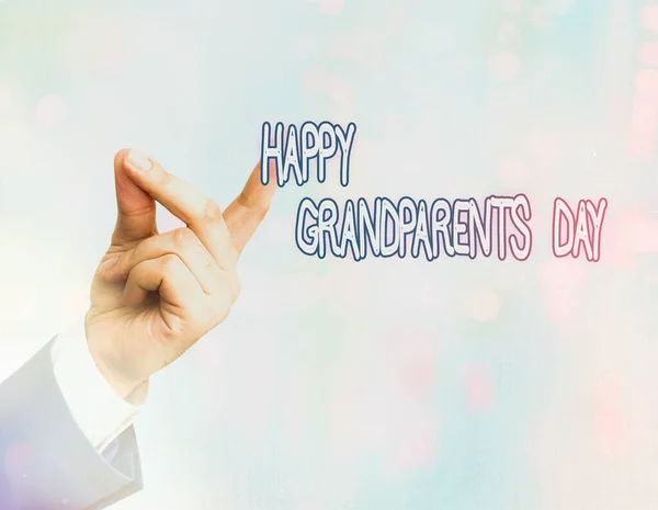 Χειρόγραφο μήνυμα Χρόνια Πολλά στους παππούδες. Έννοια έννοια Ηλικιωμένοι ή ηλικιωμένοι πολίτες γιορτή. — Φωτογραφία Αρχείου