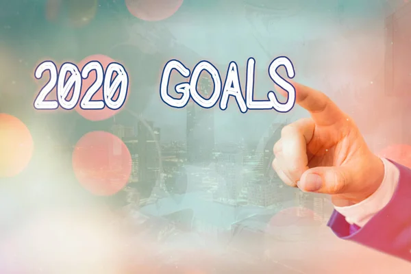 Nota de redacción que muestra los Objetivos de 2020. Foto de negocios que muestra una lista específica de ambiciones que deben cumplirse en un año . — Foto de Stock