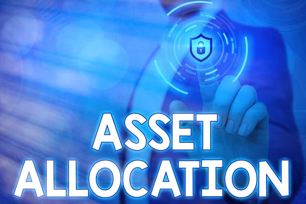 Handschrift tekst schrijven Asset Allocation. Concept betekent proportie en uitvoeringsstrategie om voordeel te halen uit. — Stockfoto