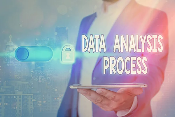Handschrift tekst Data Analysis Process. Concept betekent bouwen van een dashboard en analyseren met grafieken en visualisatie. — Stockfoto
