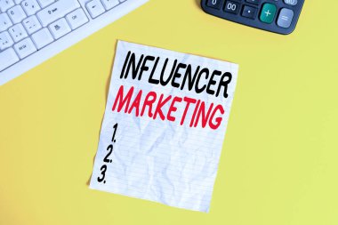 Etkili Pazarlama 'yı gösteren kavramsal el yazısı. Sosyal medya ticaretinin iş fotoğrafı gösterme biçimi ciroları içeriyor Not defterine boşluk kopyala masada pc klavye ile.