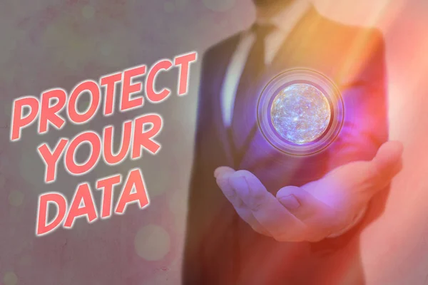 Word writing text Protect Your Data. Business concept for cyber security safe and shield digital information from loss or fraud Elements of this image furnished by NASA.