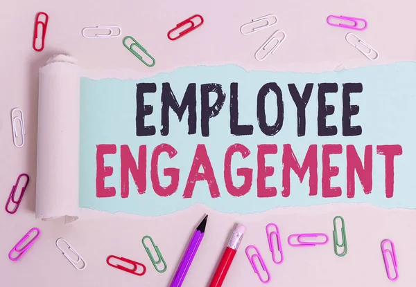 Handwriting text Employee Engagement. Concept meaning extent to which workers feel passionate about their jobs.